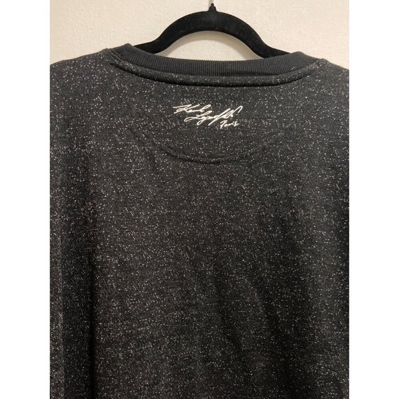 KARL LAGERFELD Puff-Sleeve Crew-Neck Sweater In Black/Silver Size XL - Picture 9 of 10